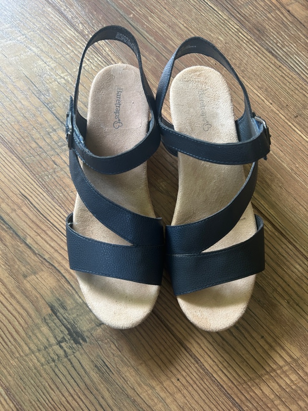 BareTraps Navy Blue Crossover Slingback Sandals